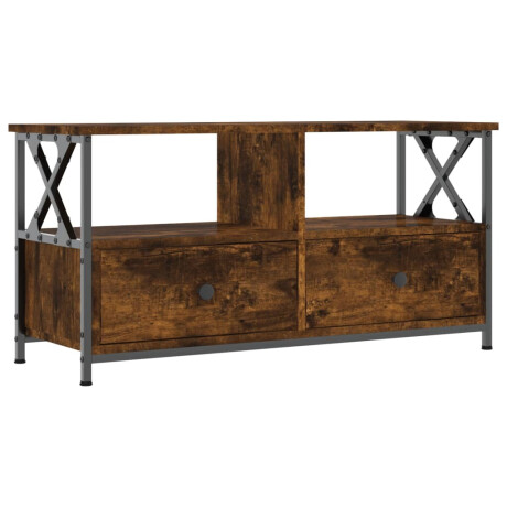 vidaXL Tv-meubel 90x33x45 cm bewerkt hout en ijzer gerookt eikenkleur afbeelding2 - 1