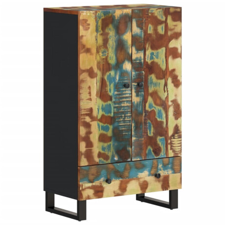 vidaXL Hoge kast met lade 60x33x100 cm gerecycled hout en ijzer afbeelding2 - 1