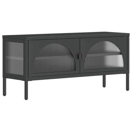 vidaXL Tv-meubel 105x35x50 cm glas en staal zwart afbeelding2 - 1