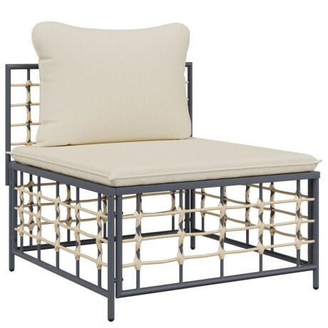 vidaXL Tuinmiddenbank met beige kussens poly rattan afbeelding2 - 1
