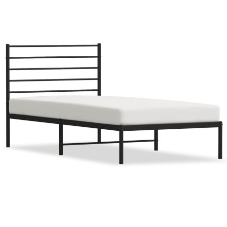 vidaXL Bedframe met hoofdbord metaal zwart 107x203 cm afbeelding2 - 1