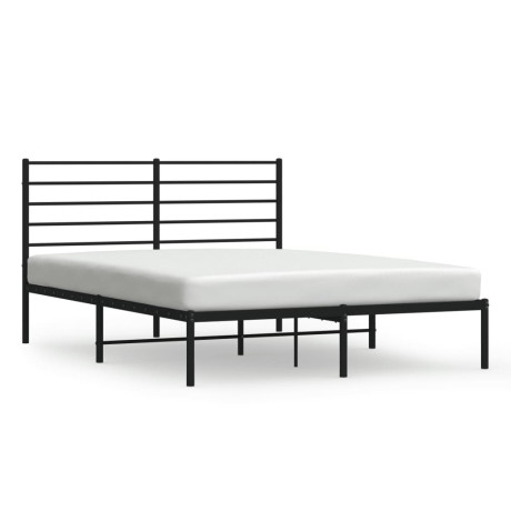 vidaXL Bedframe met hoofdbord metaal zwart 135x190 cm afbeelding2 - 1