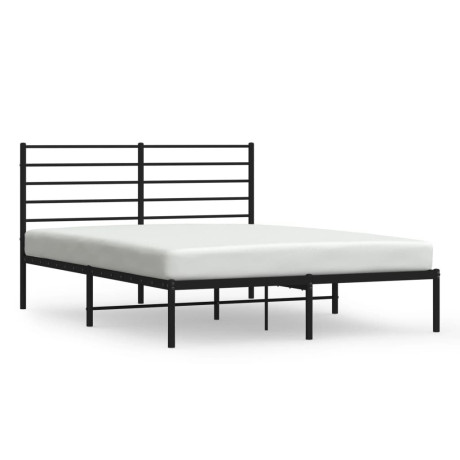 vidaXL Bedframe met hoofdbord metaal zwart 140x200 cm afbeelding2 - 1