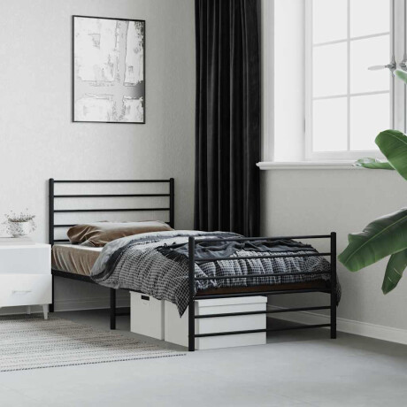 vidaXL Bedframe met hoofd- en voeteneinde metaal zwart 107x203 cm afbeelding2 - 1