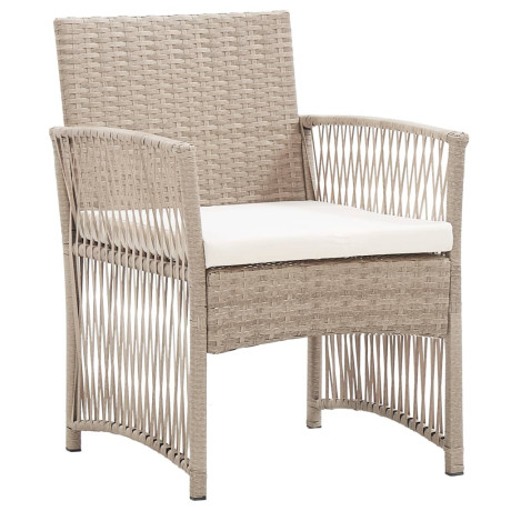 vidaXL Tuinstoelen met kussens 2 st poly rattan beige afbeelding2 - 1