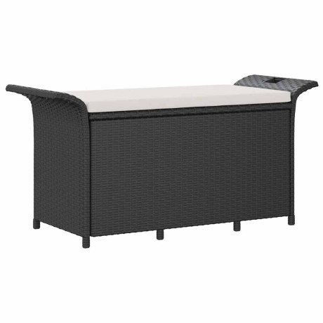 vidaXL Tuinbank met kussen 116x46x57 cm poly rattan zwart afbeelding2 - 1