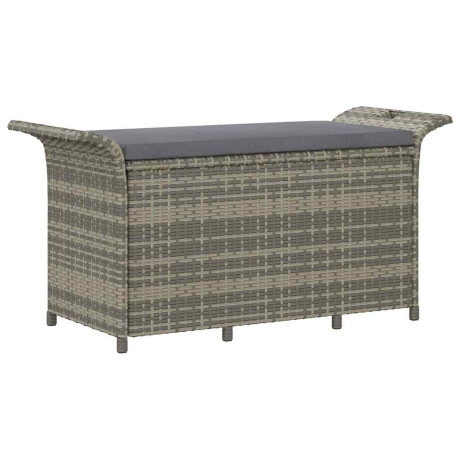 vidaXL Tuinbank met kussen 116x46x57 cm poly rattan grijs afbeelding2 - 1