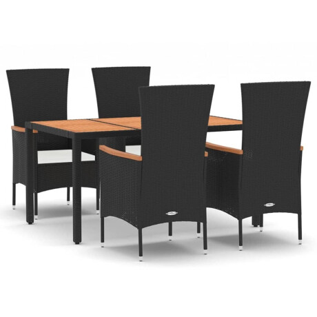 vidaXL 5-delige Tuinset met kussens poly rattan zwart afbeelding2 - 1