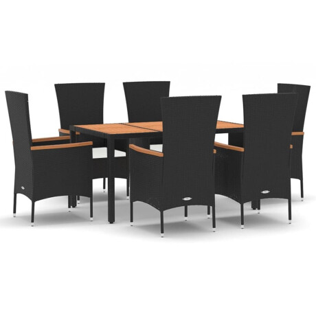 vidaXL 7-delige Tuinset met kussens poly rattan zwart afbeelding2 - 1