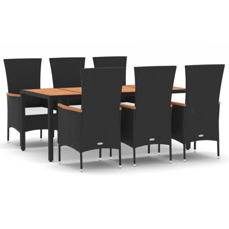 vidaXL 7-delige Tuinset met kussens poly rattan zwart afbeelding2 - 1