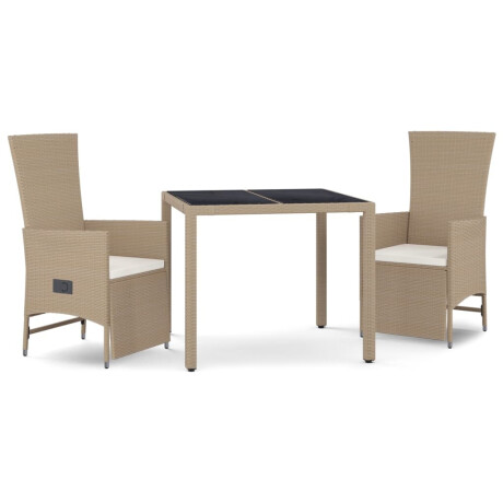 vidaXL 3-delige Tuinset met kussens poly rattan beige afbeelding2 - 1