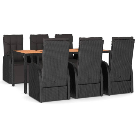 vidaXL 7-delige Tuinset poly rattan en massief acaciahout zwart afbeelding2 - 1