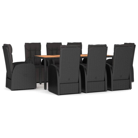 vidaXL 9-delige Tuinset poly rattan en massief acaciahout zwart afbeelding2 - 1