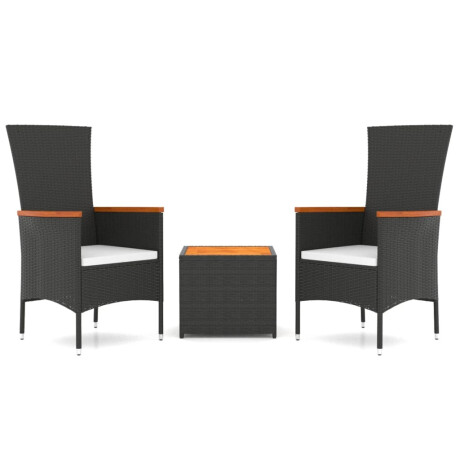 vidaXL 3-delige Loungeset poly rattan en massief acaciahout zwart afbeelding2 - 1