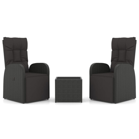 vidaXL 3-delige Loungeset poly rattan en staal zwart afbeelding2 - 1