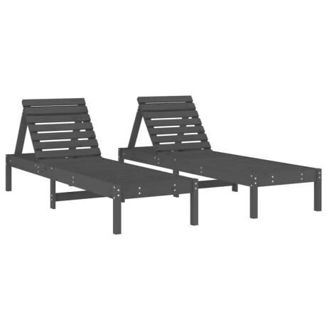 vidaXL Ligbedden 2 st 199,5x60x74 cm massief grenenhout grijs afbeelding2 - 1