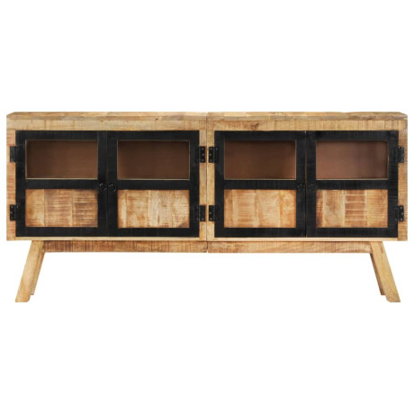 vidaXL Dressoir 160x30x76 cm massief mangohout bruin en zwart afbeelding2 - 1