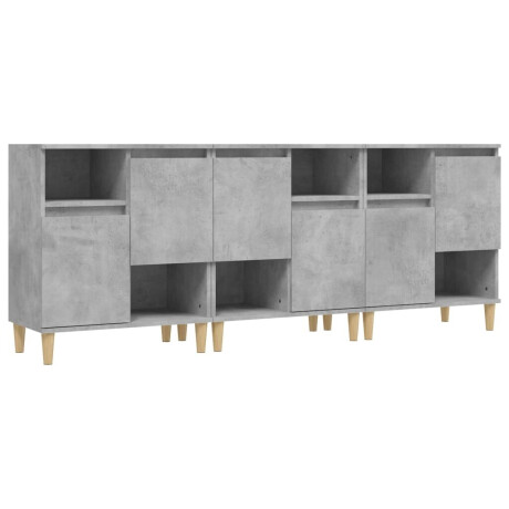 vidaXL Dressoirs 3 st 60x35x70 cm bewerkt hout betongrijs afbeelding2 - 1