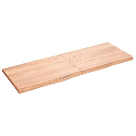 vidaXL Wastafelblad 140x50x(2-4) cm behandeld massief hout lichtbruin afbeelding2 - 1