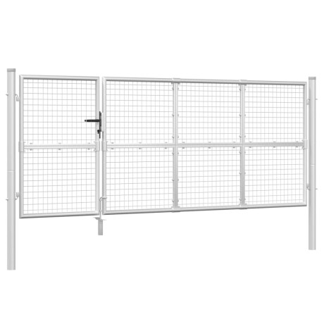 vidaXL Tuinpoort 350x175 cm gaas en gegalvaniseerd staal zilverkleur afbeelding2 - 1