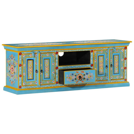 vidaXL Tv-meubel 110x30x40 cm massief mangohout blauw afbeelding2 - 1