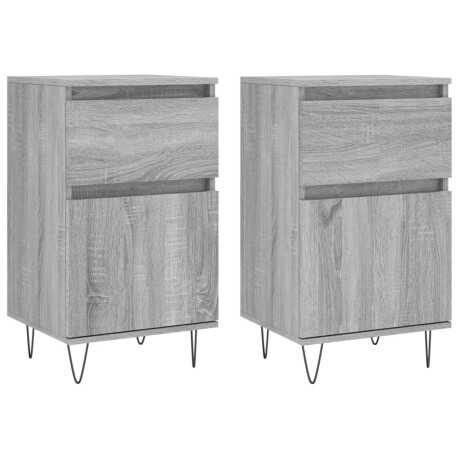vidaXL Dressoirs 2 st 40x35x70 cm bewerkt hout grijs sonoma afbeelding2 - 1