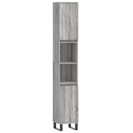 vidaXL Badkamerkast 30x30x190 cm bewerkt hout grijs sonoma eikenkleur afbeelding2 - 1