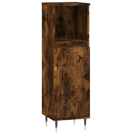 vidaXL Badkamerkast 30x30x100 cm bewerkt hout gerookt eikenkleurig afbeelding2 - 1