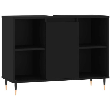 vidaXL Badkamerkast 80x33x60 cm bewerkt hout zwart afbeelding2 - 1