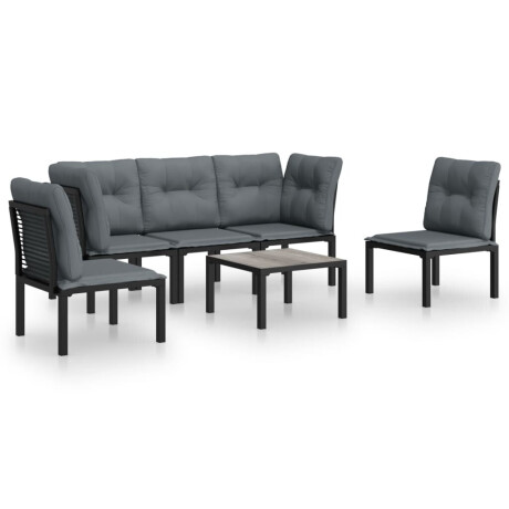 vidaXL 6-delige Loungeset poly rattan zwart en grijs afbeelding2 - 1