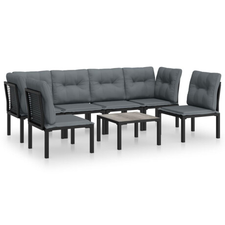 vidaXL 7-delige Loungeset poly rattan zwart en grijs afbeelding2 - 1