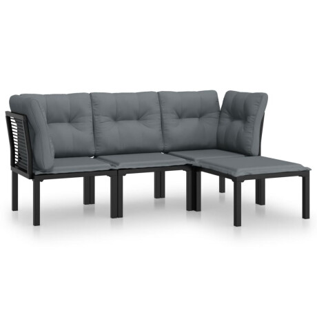vidaXL 4-delige Loungeset poly rattan zwart en grijs afbeelding2 - 1