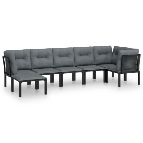 vidaXL 7-delige Loungeset poly rattan zwart en grijs afbeelding2 - 1