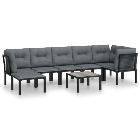 vidaXL 8-delige Loungeset poly rattan zwart en grijs afbeelding2 - 1