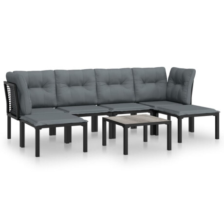 vidaXL 7-delige Loungeset poly rattan zwart en grijs afbeelding2 - 1