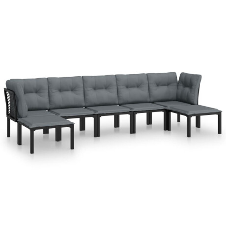 vidaXL 7-delige Loungeset poly rattan zwart en grijs afbeelding2 - 1