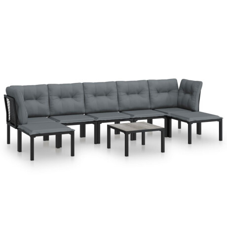 vidaXL 8-delige Loungeset poly rattan zwart en grijs afbeelding2 - 1