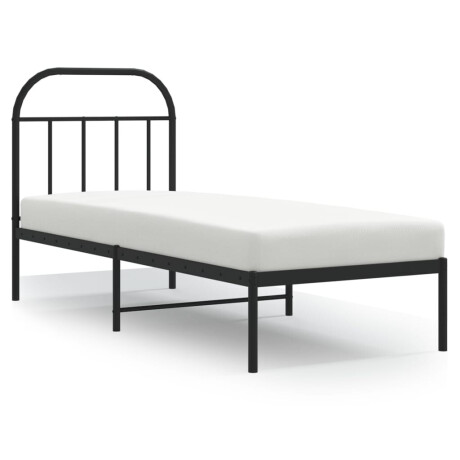 vidaXL Bedframe met hoofdbord metaal zwart 75x190 cm afbeelding2 - 1