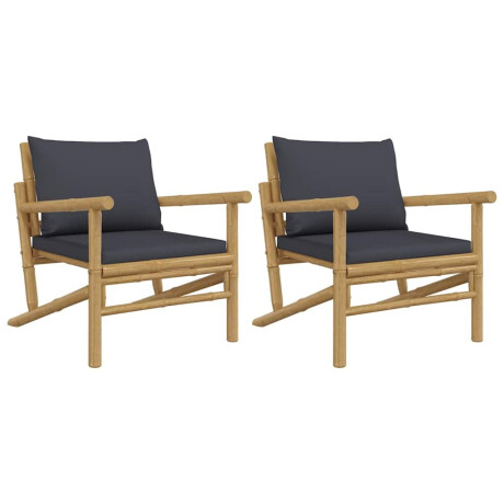 vidaXL Tuinstoelen 2 st met donkergrijze kussens bamboe afbeelding2 - 1
