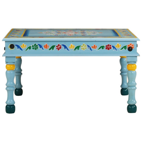 vidaXL Salontafel handbeschilderd massief mangohout turquoise afbeelding2 - 1