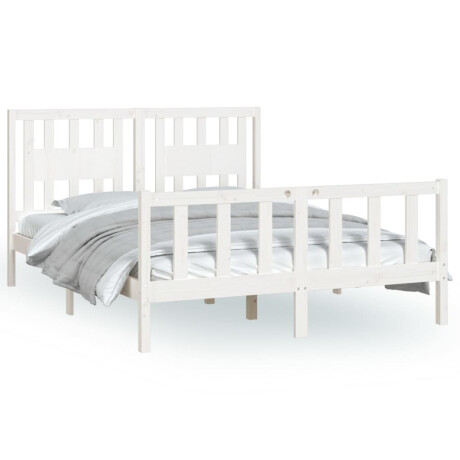 vidaXL Bedframe met hoofdbord massief grenenhout wit 140x200 cm afbeelding2 - 1