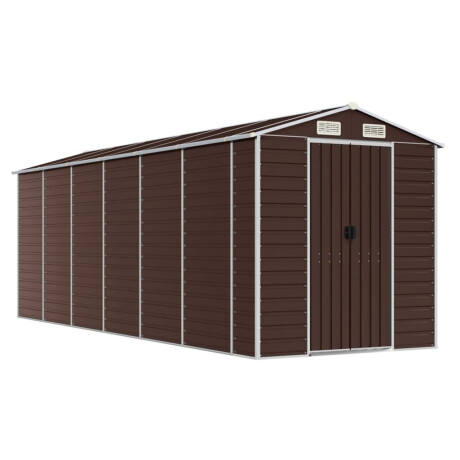 vidaXL Tuinhuis Bruin 191x555x198 cm Gegalvaniseerd Staal afbeelding2 - 1