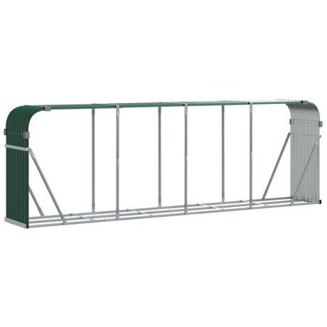 vidaXL Haardhoutopslag 300x45x100 cm gegalvaniseerd staal groen afbeelding2 - 1