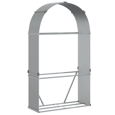vidaXL Haardhoutopslag 120x45x210 cm gegalvaniseerd staal lichtgrijs afbeelding2 - 1