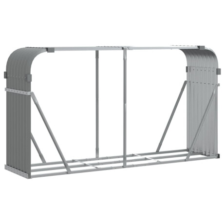 vidaXL Haardhoutopslag 180x45x100 cm gegalvaniseerd staal lichtgrijs afbeelding2 - 1