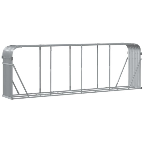 vidaXL Haardhoutopslag 300x45x100 cm gegalvaniseerd staal lichtgrijs afbeelding2 - 1