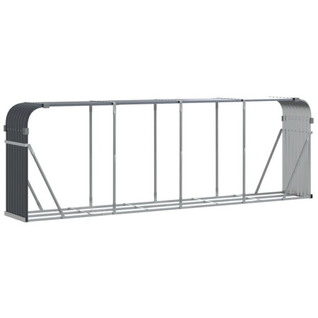 vidaXL Haardhoutopslag 300x45x100 cm gegalvaniseerd staal antraciet afbeelding2 - 1