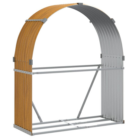 vidaXL Haardhoutopslag 120x45x140 cm gegalvaniseerd staal houtlook afbeelding2 - 1