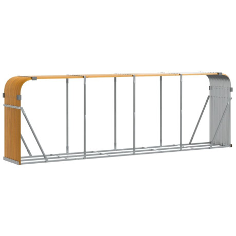 vidaXL Haardhoutopslag 300x45x100 cm gegalvaniseerd staal houtlook afbeelding2 - 1