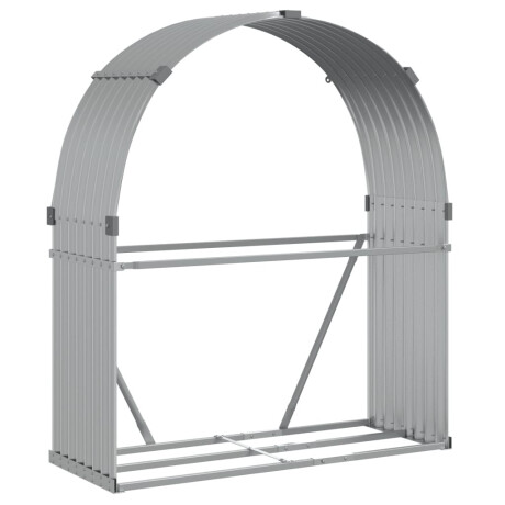 vidaXL Haardhoutopslag 120x45x140 cm gegalvaniseerd staal zilverkleur afbeelding2 - 1